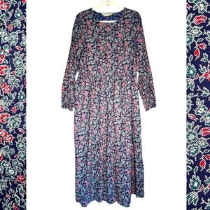 Vintage 80s Eddie Bauer Cottagecore Ditzy Print Floral Maxi Dress Size Large